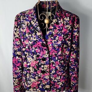 Le Suit Size 10 Women's Multicolor Abstract Print Jacket
